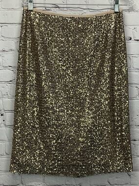 Chico's Pencil Skirt Women's Size 0 (XS/4) Gold Sequin Straight Holiday Party